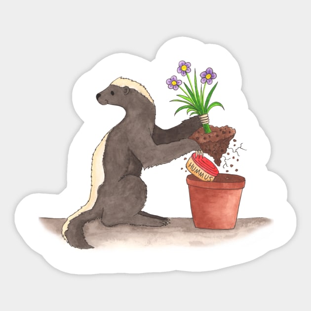 H is for Honey Badger (he doesn't care) Sticker by thewatercolorwood